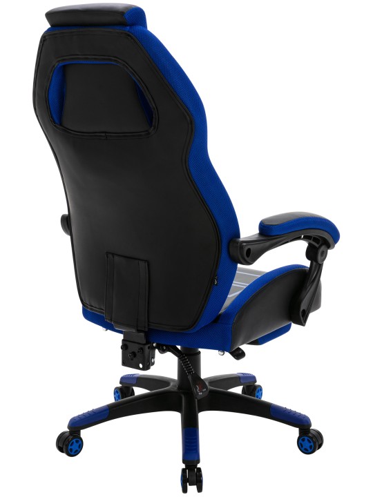 Cadeira de escritório Clovis couro sintético, preto/azul