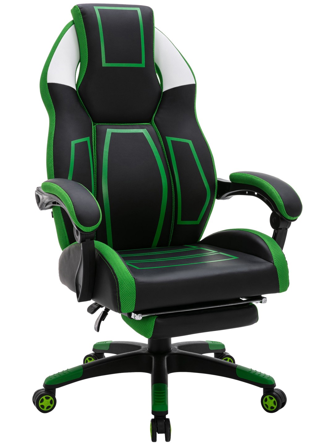 Cadeira de escritório Clovis couro sintético, preto/verde