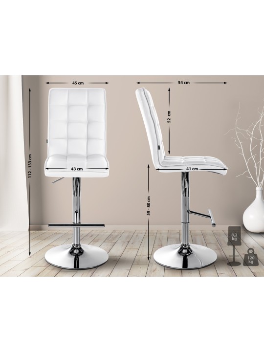 Banqueta alta Peking V2 em couro sintético cromado, branco Banqueta alta Peking V2 em couro sintético cromado, branco