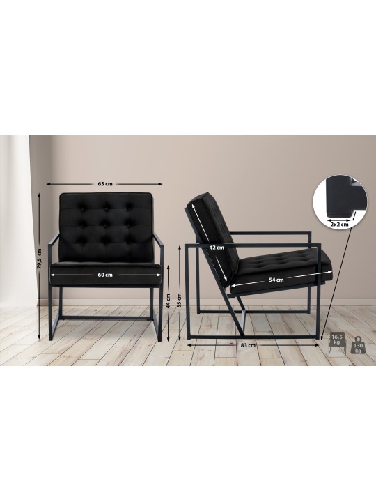 Espreguiçadeira Avon veludo, preto