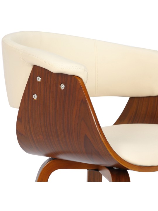 Cadeira Bruce imitação de couro nogueira, creme