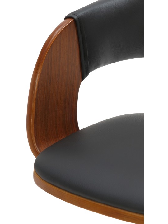 Banqueta alta Nilse em imitação de pele, nogueira/preto