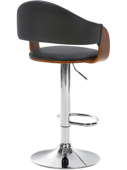 Banqueta alta Nilse couro sintético cromado, nogueira/preto