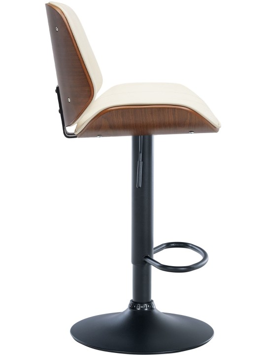 Banqueta alta Nova couro sintético, nogueira/creme