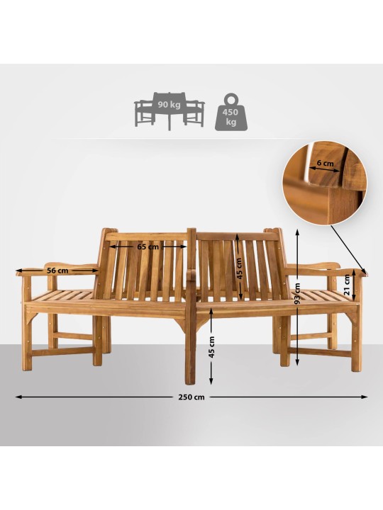 Banco de árvore Sonja com braços 250 cm, teca Banco de árvore Sonja com braços 250 cm, teca