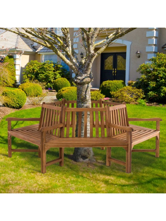 Banco de árvore Sonja com braços 250 cm, teca Banco de árvore Sonja com braços 250 cm, teca