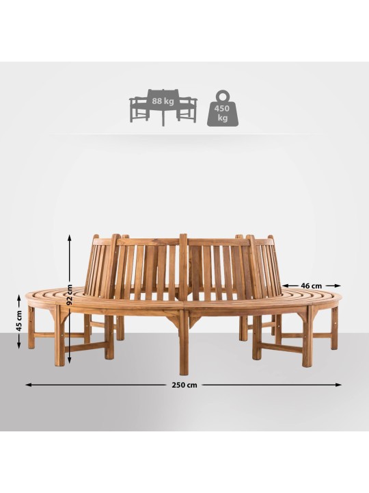 Banco de árvore Novum com cerca de 250 cm, teca Banco de árvore Novum com cerca de 250 cm, teca