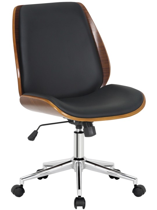 Cadeira de escritório Mitch cromada, nogueira/preto