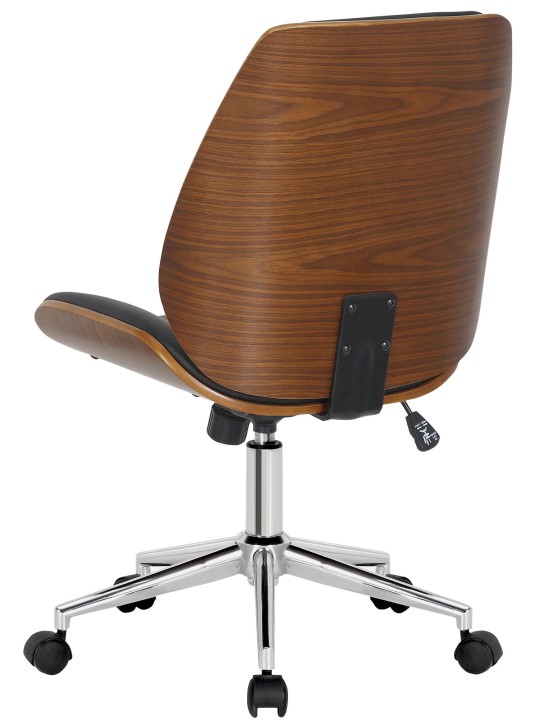 Cadeira de escritório Mitch cromada, nogueira/preto