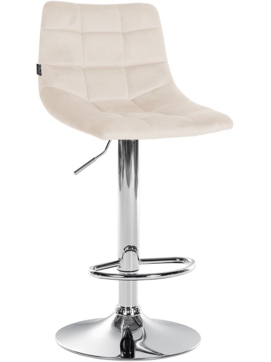 Banco de bar Jerry Velvet Chrome, creme