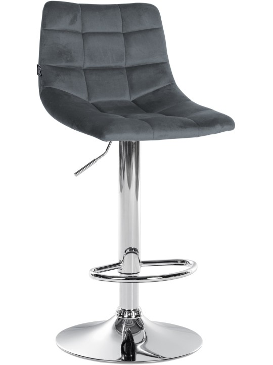 Banco de bar Jerry Velvet Chrome, cinza escuro