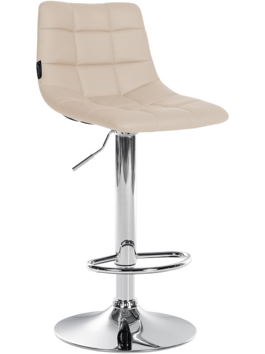 Banqueta alta Jerry couro sintético cromado, creme