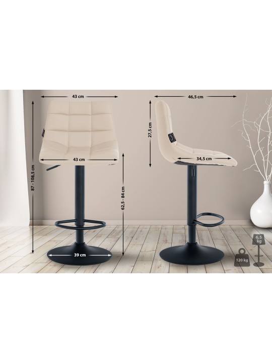 Banqueta alta Jerry couro sintético, creme