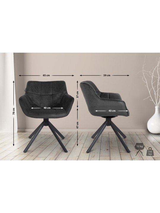 Cadeira de veludo Westport, cinza escuro