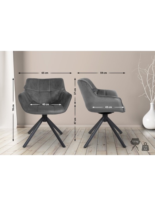 Cadeira de veludo Westport, cinza