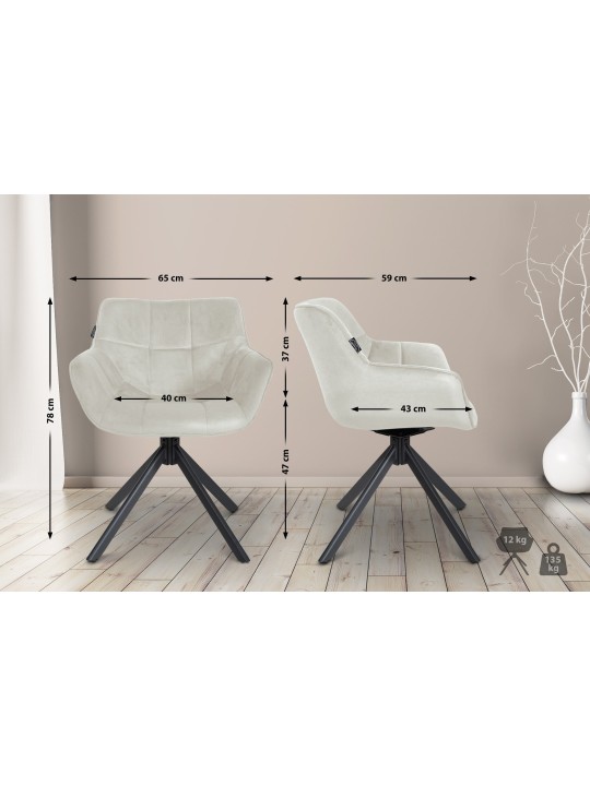 Cadeira de veludo Westport, creme