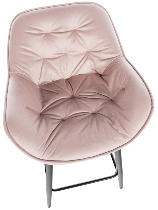 Banqueta alta Gibson 76 veludo, rosa