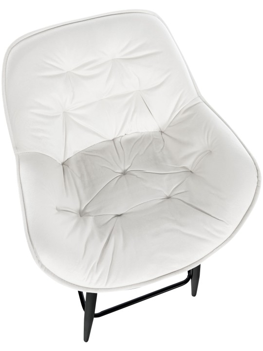 Banqueta alta Gibson 76 veludo, branco creme