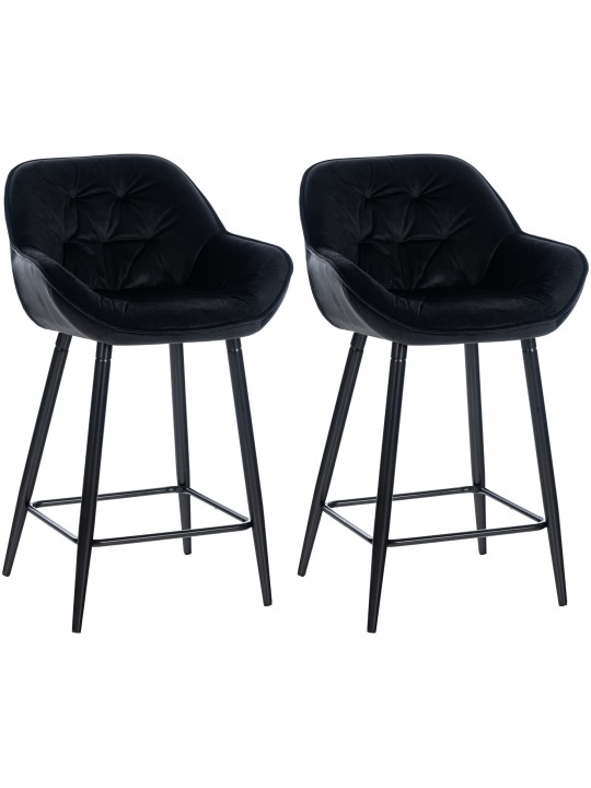 Conjunto de 2 bancos altos Gibson 76 veludo, preto