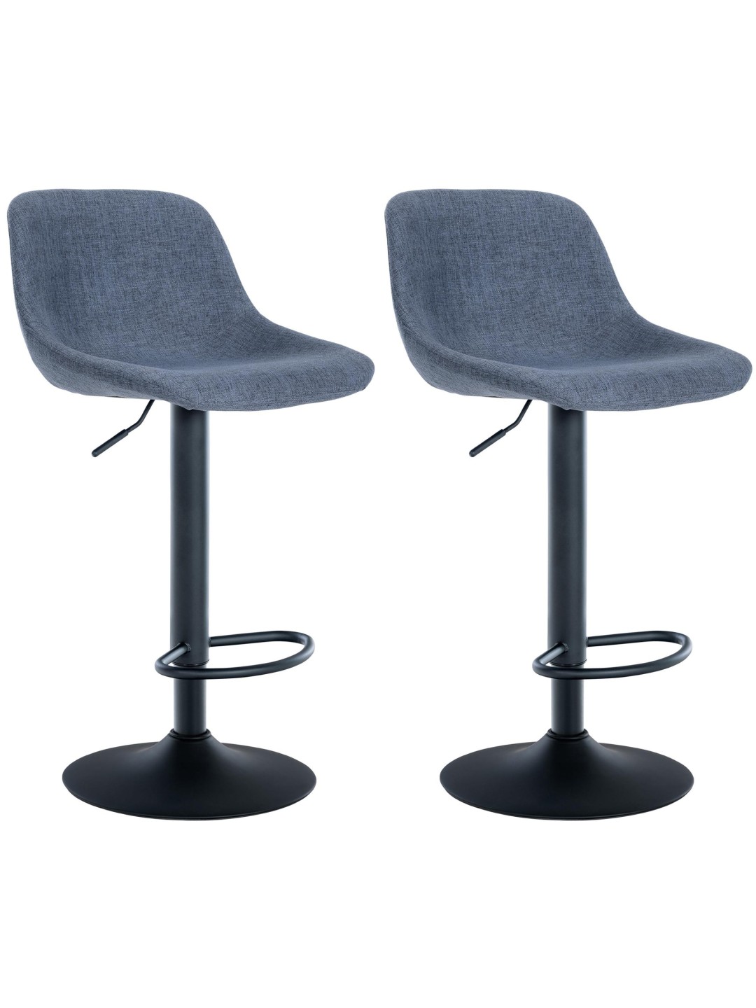 Conjunto de 2 bancos altos em tecido loft, azul