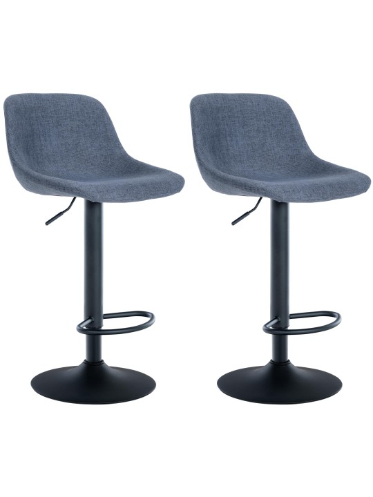 Conjunto de 2 bancos altos em tecido loft, azul