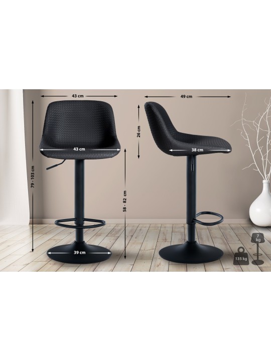 Conjunto de 2 bancos altos Loft em pele sintética, preto