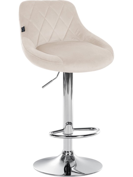 Banqueta alta Lazio veludo cromado, creme