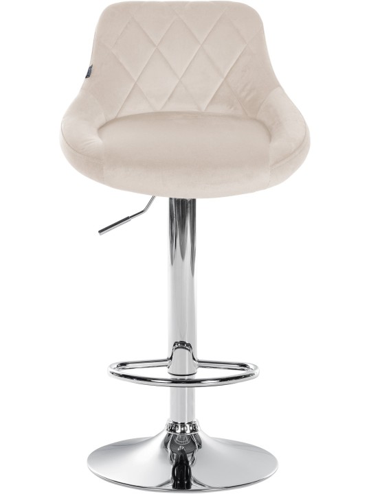 Banqueta alta Lazio veludo cromado, creme