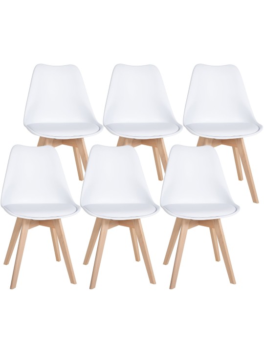 Conjunto de 6 cadeiras de jantar Ramsey, branco