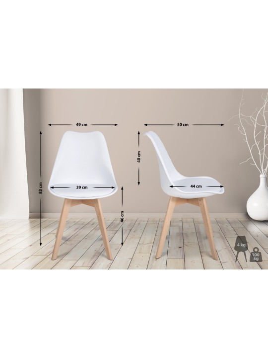 Conjunto de 6 cadeiras de jantar Ramsey, branco