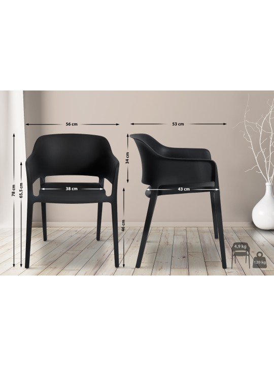 Cadeira empilhável Puebla, preto