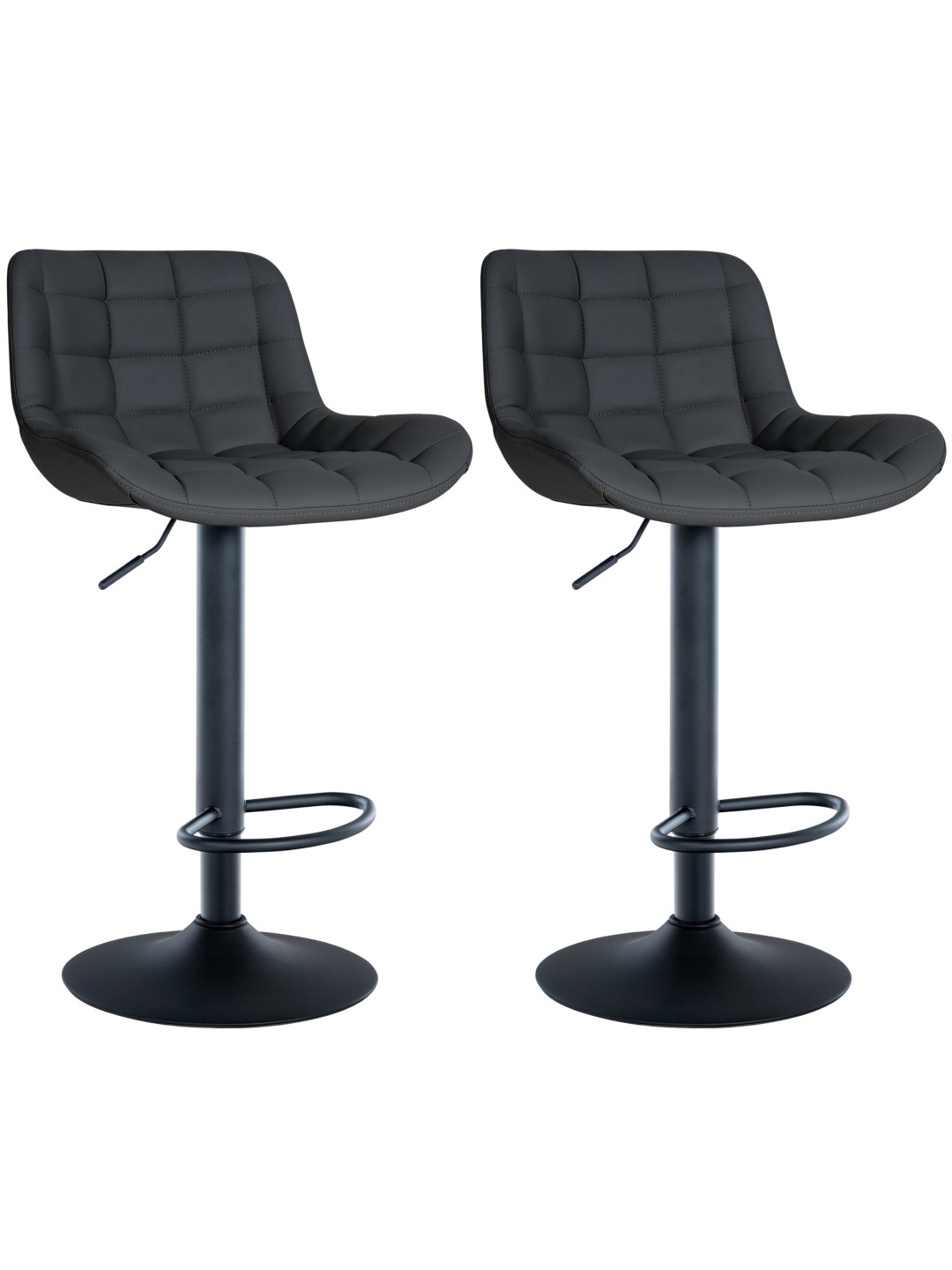 Conjunto de 2 bancos altos Tover em pele sintética, preto
