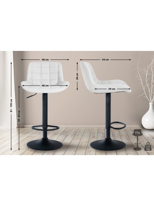 Conjunto de 2 bancos altos Tover em pele sintética, branco Conjunto de 2 bancos altos Tover em pele sintética, branco