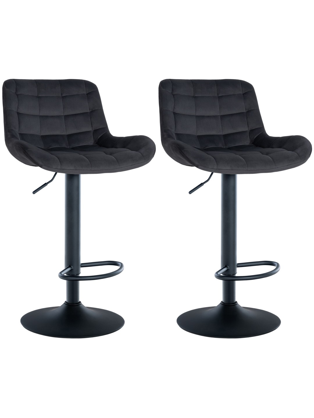 Conjunto de 2 bancos altos Tover veludo, preto