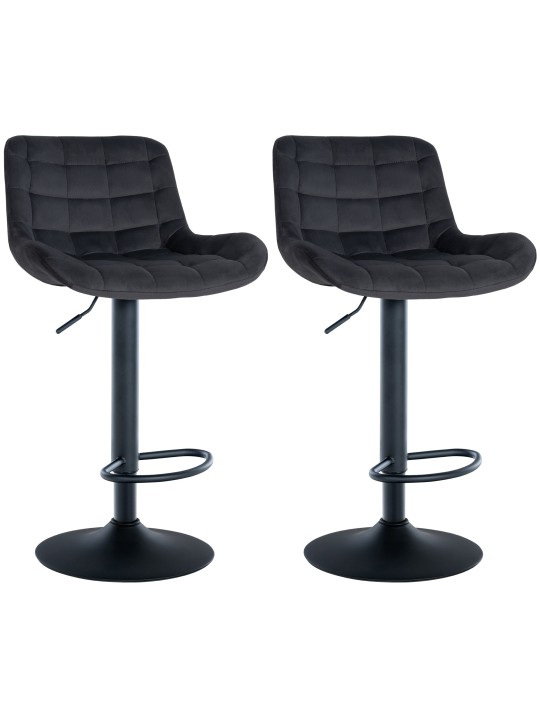Conjunto de 2 bancos altos Tover veludo, preto Conjunto de 2 bancos altos Tover veludo, preto