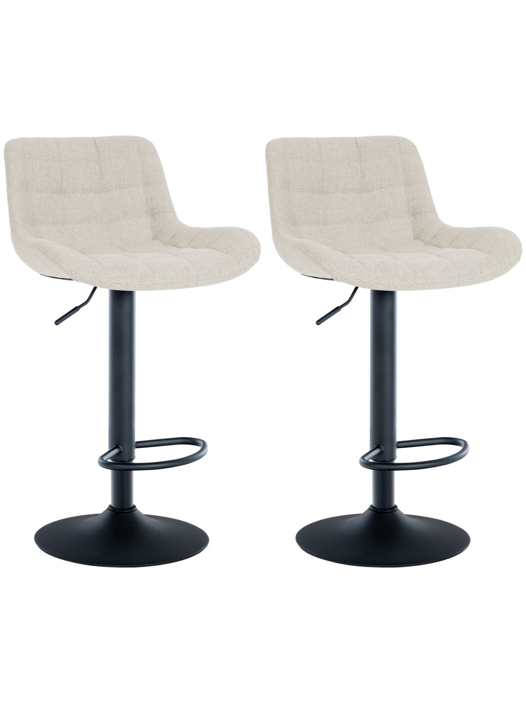 Conjunto de 2 bancos altos em tecido Tover, creme