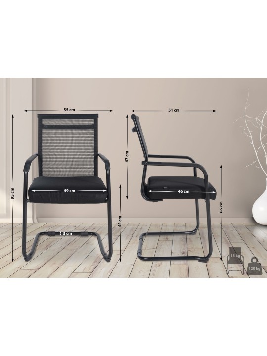 Conjunto de 2 cadeiras para visitantes Denny, preto