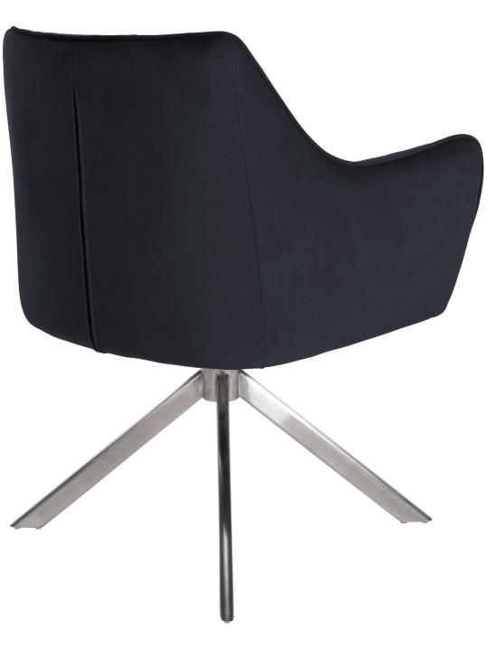 Cadeira de sala de jantar Swing veludo aço inoxidável, preto