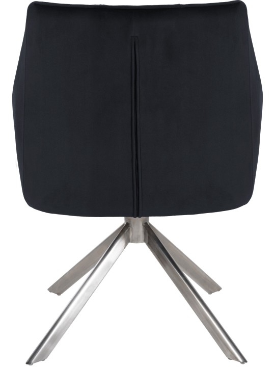 Cadeira de sala de jantar Swing veludo aço inoxidável, preto