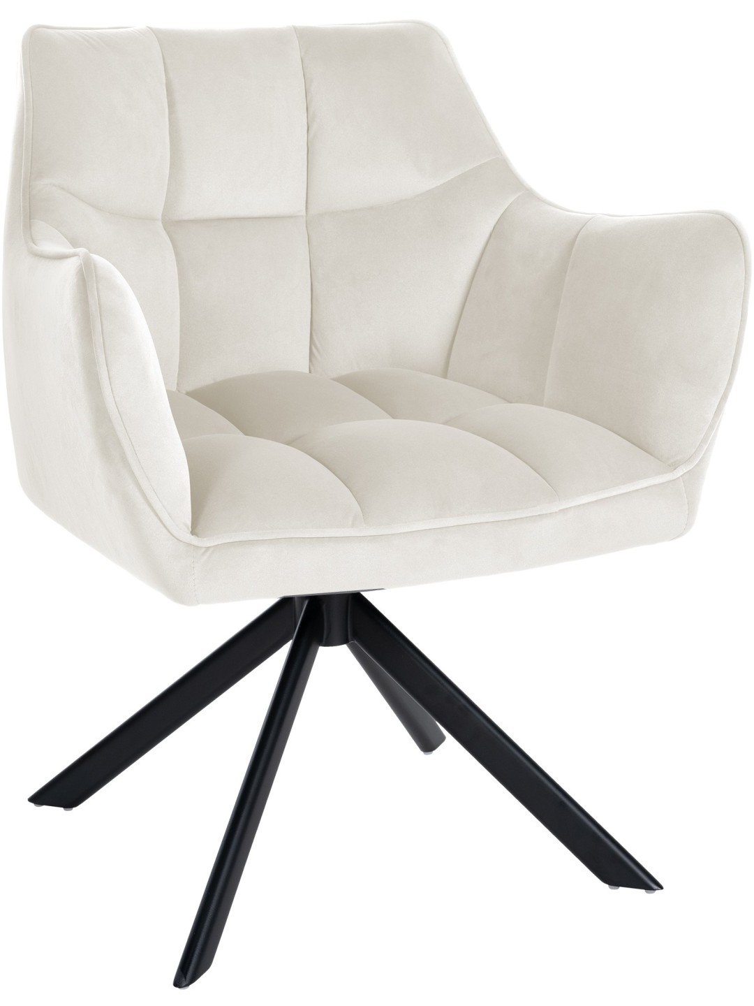 Cadeira de jantar giratória de veludo, creme