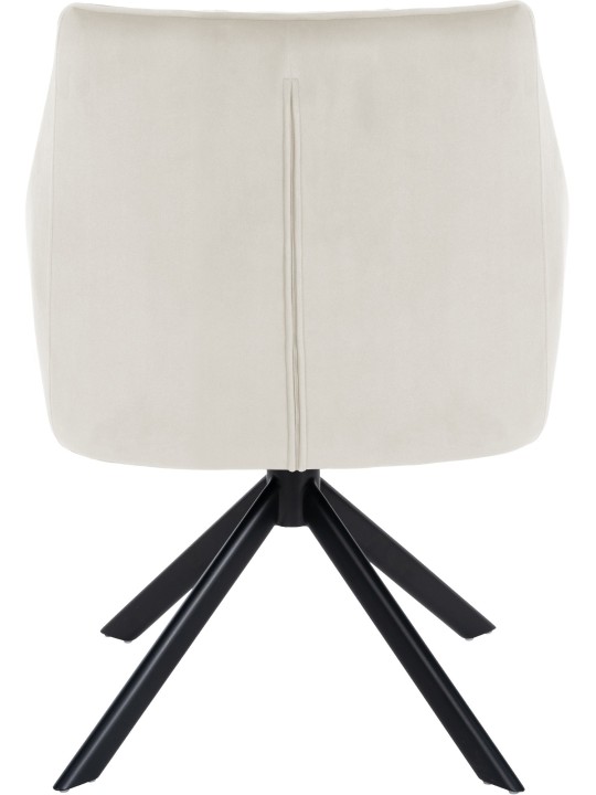 Cadeira de jantar giratória de veludo, creme