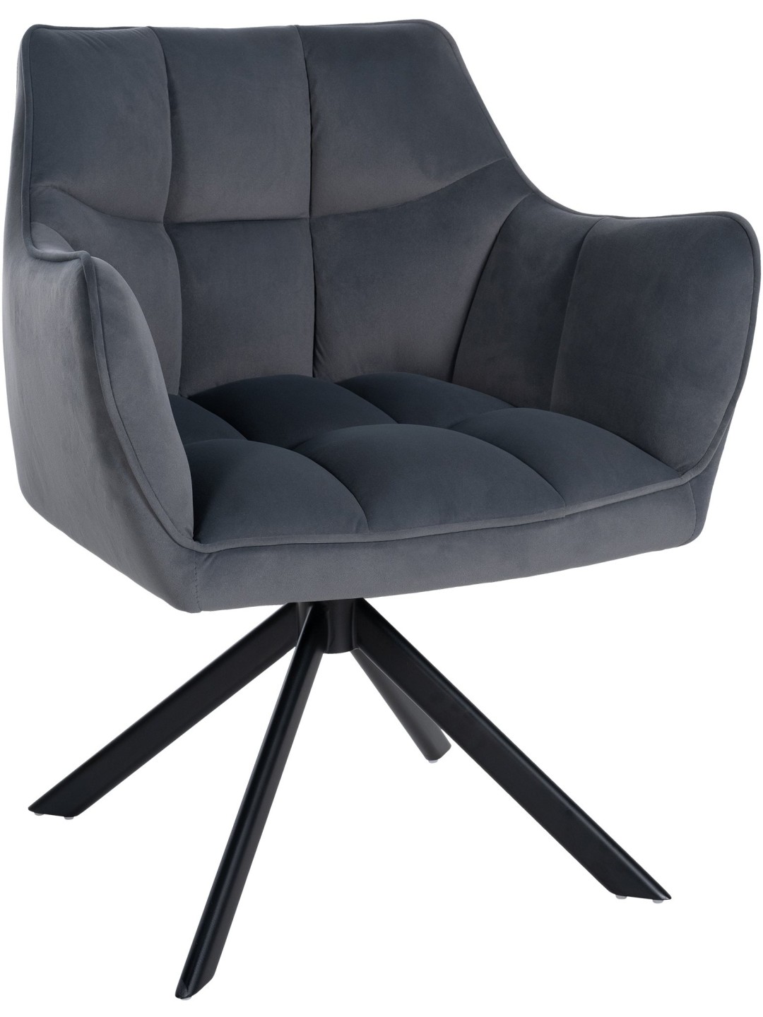 Cadeira de jantar giratória de veludo, cinza escuro
