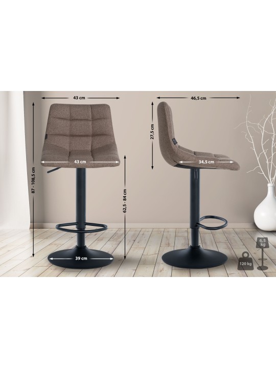 Conjunto de 2 bancos altos em tecido Jerry, taupe Conjunto de 2 bancos altos em tecido Jerry, taupe