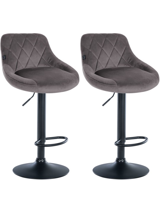 Conjunto de 2 bancos altos em veludo Lazio, cinza