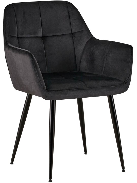 Cadeira para visitantes Emia de veludo, preto