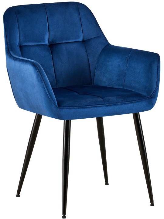 Cadeira para visitantes Emia de veludo, azul