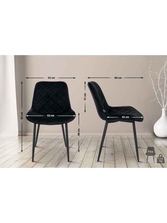 Conjunto de 4 cadeiras Molas veludo, preto Conjunto de 4 cadeiras Molas veludo, preto