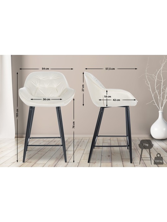 Conjunto de 2 bancos altos Gibson 76 veludo, creme