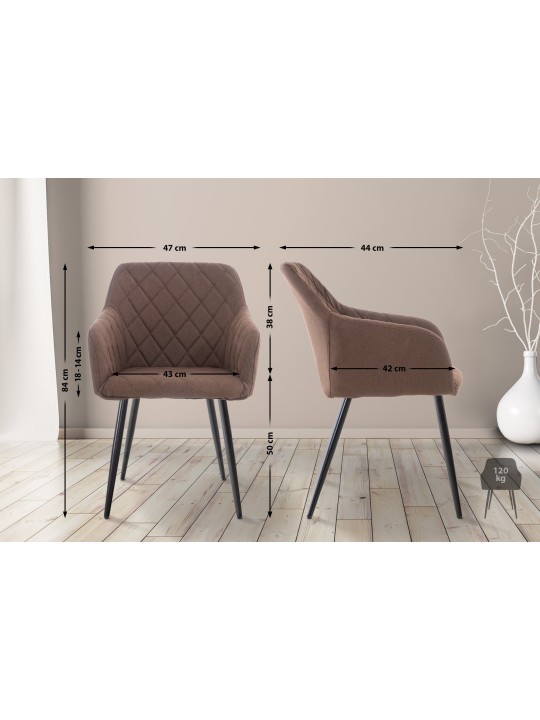 Cadeira de jantar em tecido Shila, castanho