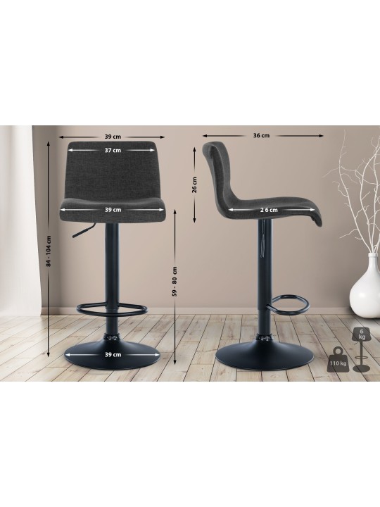 Banqueta alta tecido Branford, cinza escuro